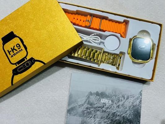 Hk9 Ultra Smart Watch With Metal Golden Strip - UJ Discount Bazar
