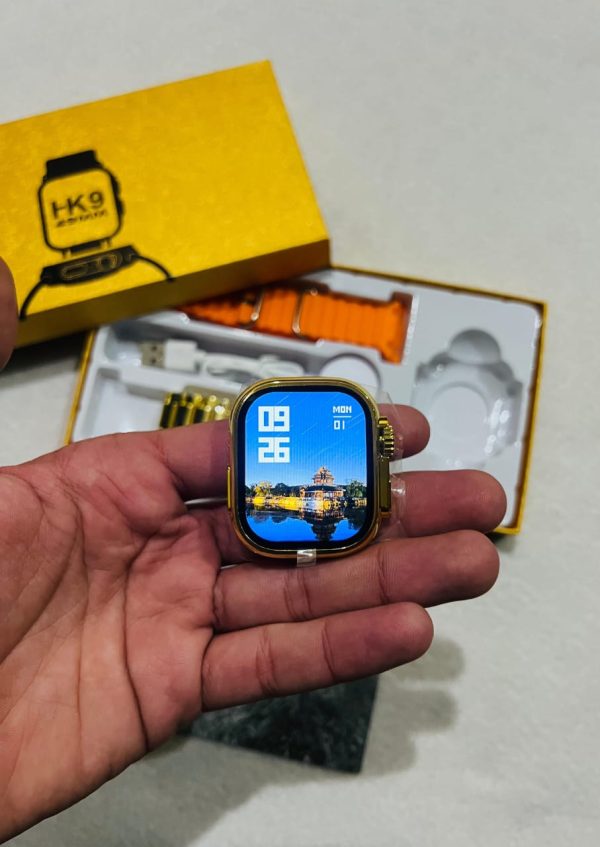 Hk9 Ultra Smart Watch With Metal Golden Strip - UJ Discount Bazar