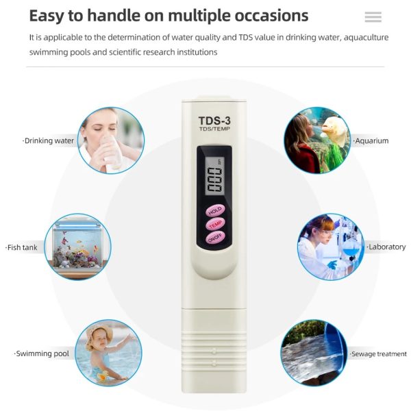 TDS Meter 3 in 1 LCD Digital Water Quality Meter Tester Pen