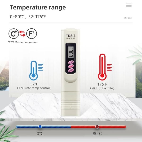 TDS Meter 3 in 1 LCD Digital Water Quality Meter Tester Pen - UJ Discount Bazar